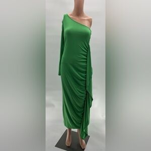 One Shoulder Ruches Asymmetrical Maxi Dress | Size S | NWOT